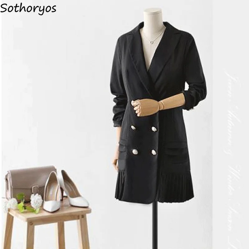 Женский облегающий Тренч элегантный однотонный двубортный трендовый с