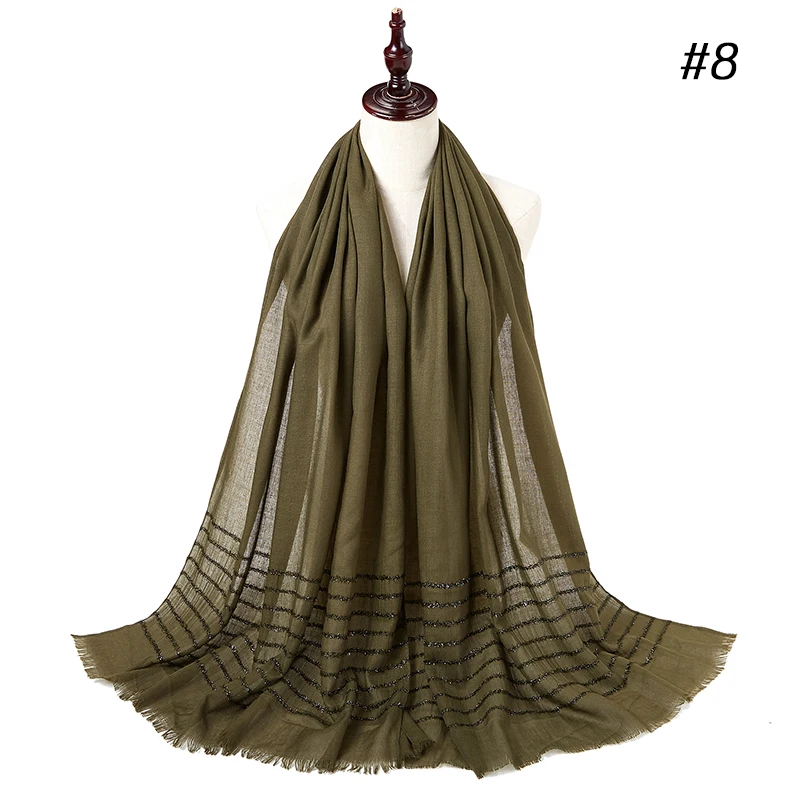 Plain Shimmer maxi cotton scarf hijab solid Fringed shawls glitter muslim long muslim head wrap turbans scarves/scarf 10PCS/LOT