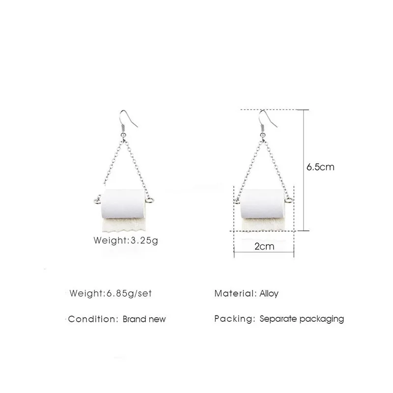 

Funnuy Earrings Creative Toilet Paper Chain Earrings For Women Alloy Geometric Drop Pendant Earring For Female Jewelry Gift