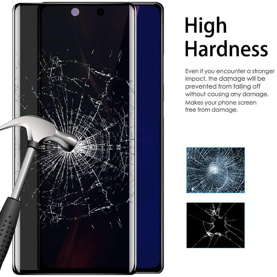 Изогнутое противошпионское закаленное стекло 3D для Samsung Note 20 Ultra S21 S20 S9 Plus A50 A71 A52 A72