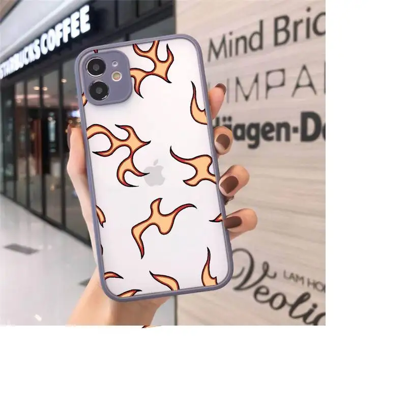 

Blue Flame Fire pattern Phone Cases matte transparent For iphone 7 8 11 12 plus mini x xs xr pro max cover
