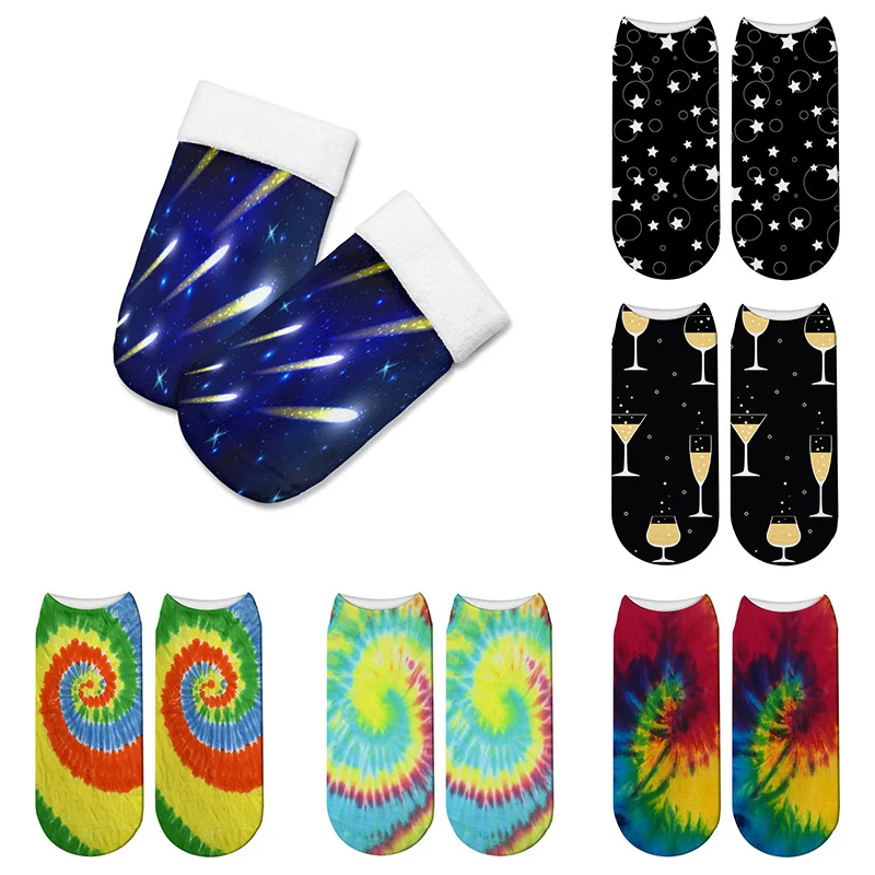 Милые узорчатые носки в стиле Харадзюку женские хлопковые крутые короткие с