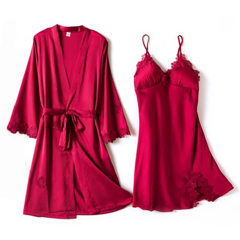 Женский пижамный комплект из 2 предметов ночная рубашка с v-образным вырезом