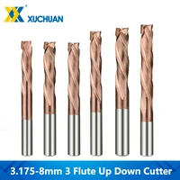 ticn coated up down cutter 3 1754568mm shank 3 flutes spiral milling cutter carbide end mill for aluminum cutter