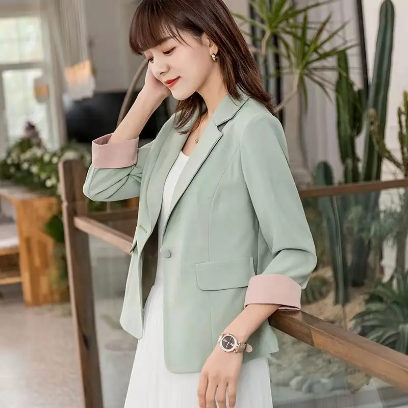 New Summer Blazers French Style Women's Spring Jacket 2021 All-Match Jackets Female Oversize 4XL Slim OL Suit Femme Office Coat