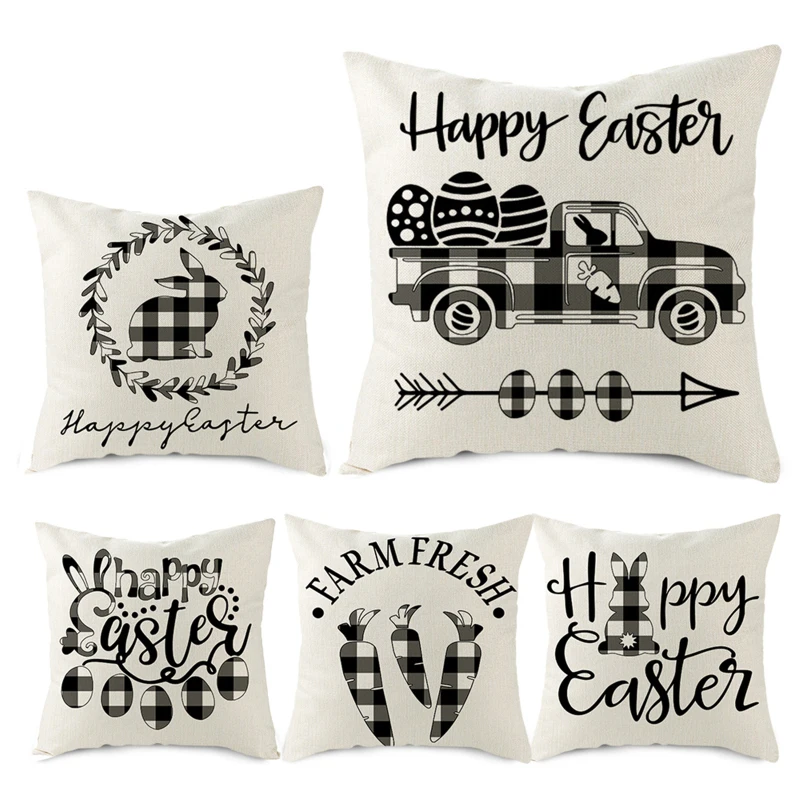 Льняная наволочка для подушки Fuwatacchi с пасхальным принтом наволочки дома дивана