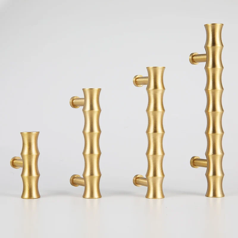 Бамбуковые ручки для кухонного шкафа из твердой латуни винтажные мебельные