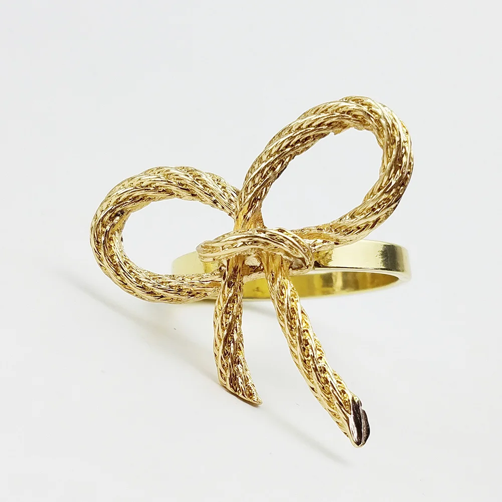 Простая Пряжка для салфеток Золотой бант кольцо из цинкового сплава тканевое