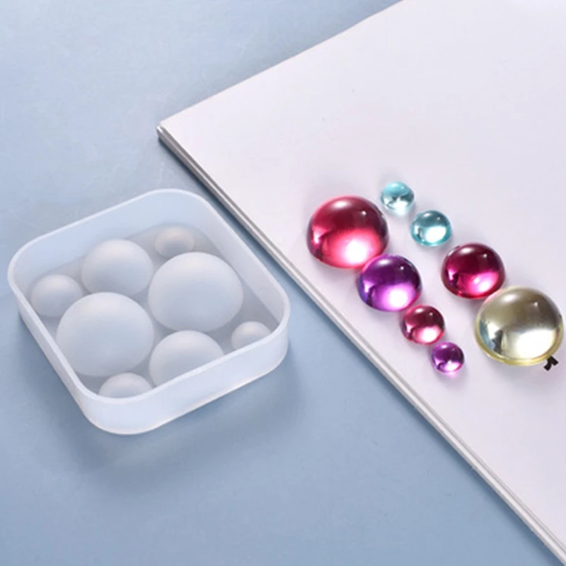 

Crystal Epoxy Resin Mold Half Ball Beads Oblate Cabochon Pendant Silicone Mould DIY Crafts Jewelry Casting Tool