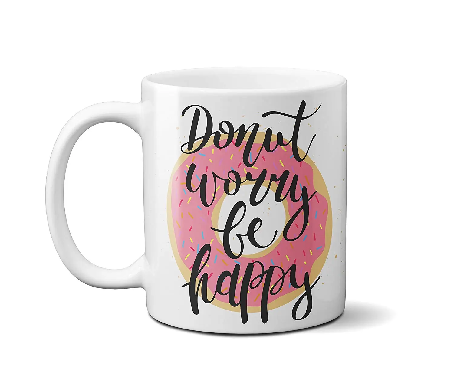 Забавная кружка с пончиком волнуйтесь Будьте счастливы отличный подарок 11 унций
