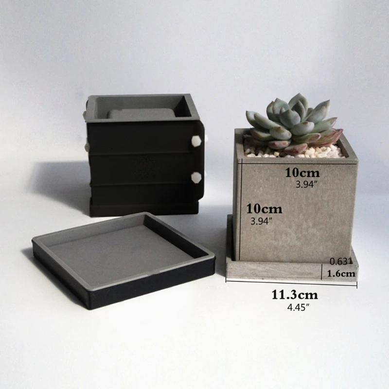

Square Flower Pot Base Double Mould Combination Serving Board Silicone Mold for Epoxy Resin Casting