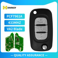 xnrkey flip remote key 3 button pcf7961a 433mhz va2 blade remote key for benz smart fortwo 453 forfour 2015 2017 car remote key