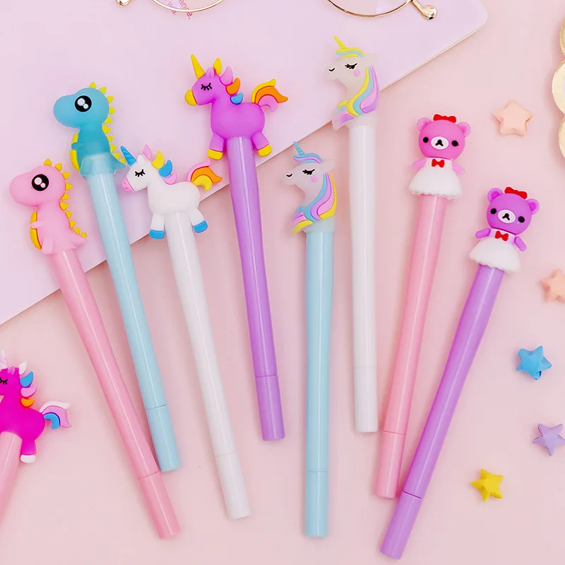 Кавайный свет единорога гелевая ручка с головой кремнезема Новинка нейтральная