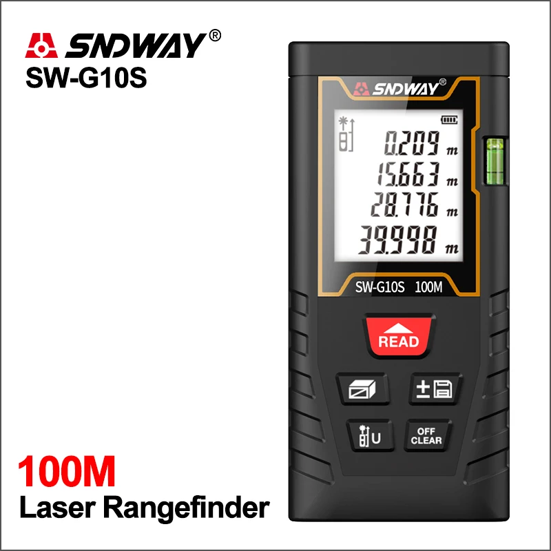 

SNDWAY Laser Rangefinder 80m Roulette Distance Meter Range Laser Tape Measure Tool Device Finder SW-G8S/10S Laser Distance Meter