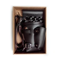 pu leather rivet hair scissor bag clips bag hairdressing barber scissor holster pouch holder case with waist shoulder belt brown