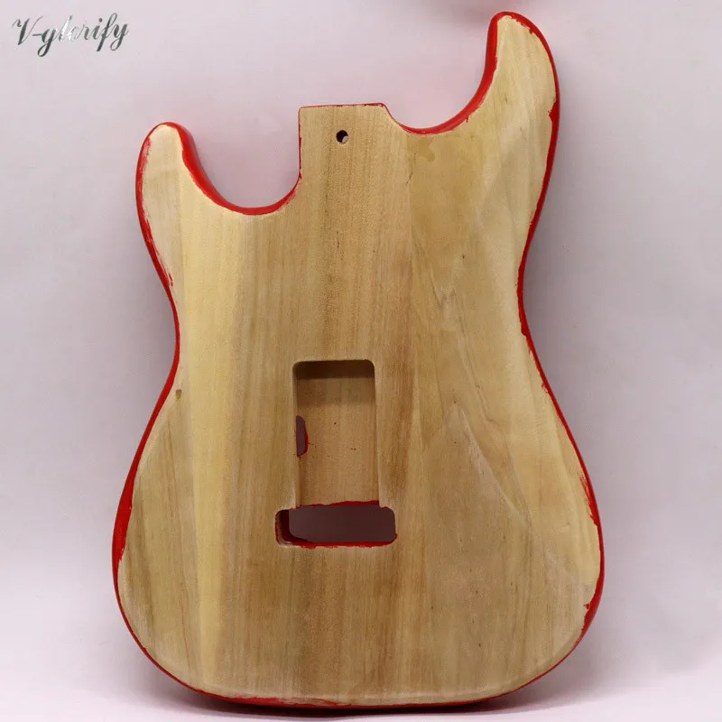 DIY Ручная Краска ST гитара тело тополя дерево индивидуальная живопись электрогитара корпус красный цвет корпус гитары детали гитары