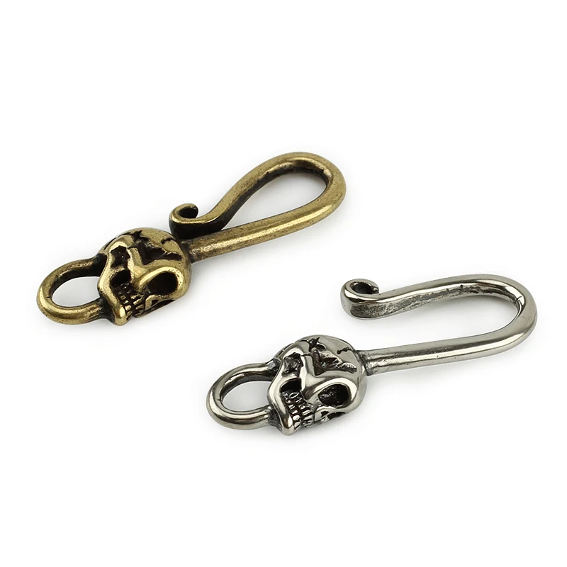 Винтажный латунный брелок в виде черепа стиле панк U-Образный Крючок для ключей