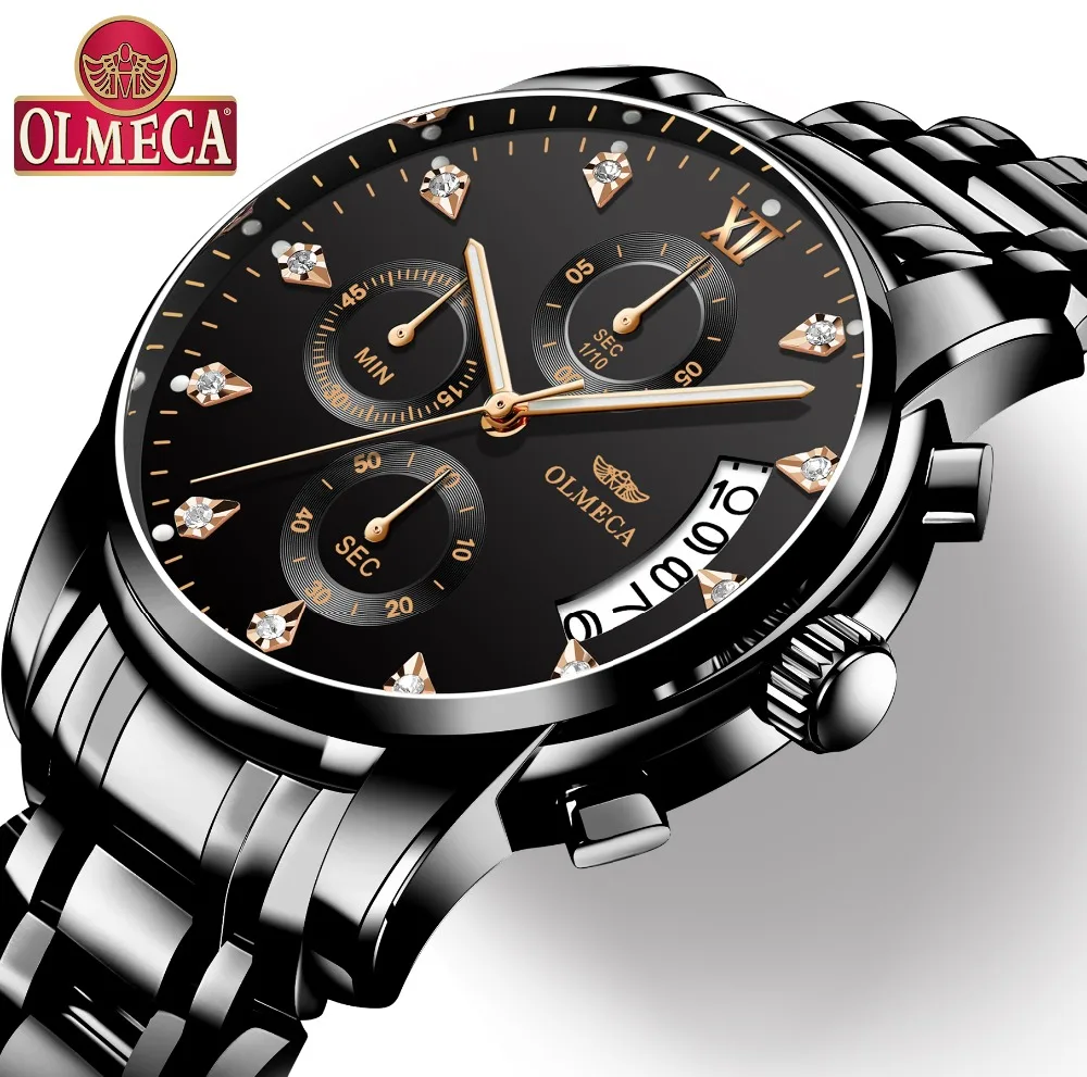 

Mens Watches Top Brand Luxury OLMECA Clock Relogio Masculino 3ATM Waterproof Watches Chronograph Wristwatch Reloj Hombre for Men