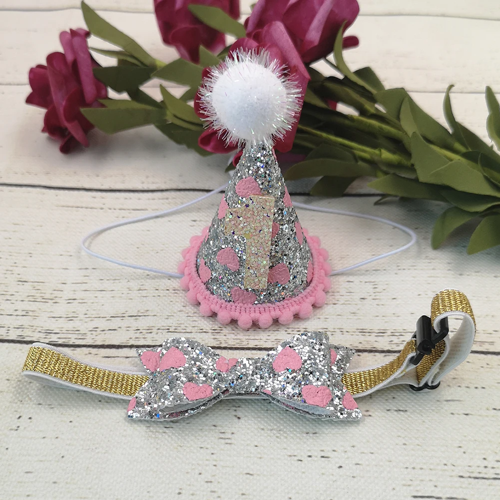 silver(one set) Забавный товар для животных для Аксессуары для кошки, собаки кошки галстук-бабочка для собаки для Pets'Birthday подарок на год Головные уборы декор кошка аксессуаров для домашних питомцев собак - Цвет: silver(one set)