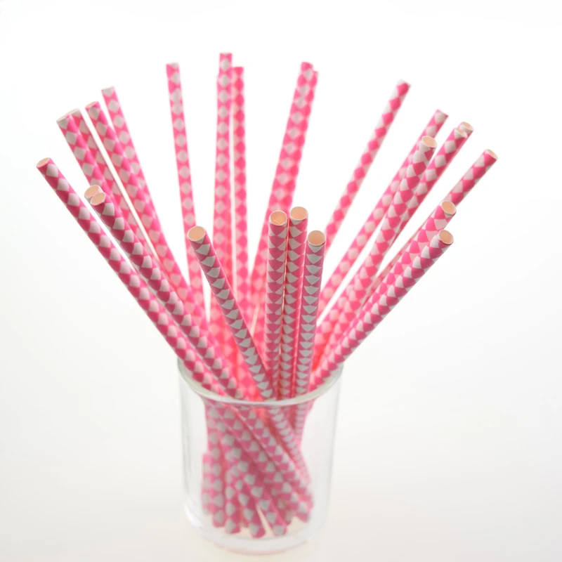 

25pcs/lot Mixed Pink Yellow Square Paper Drinking Straws Disposable Straws Party Wedding Decoration Paper Straws Xmas