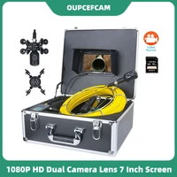 7 inch dvr1080p hd dual camera lens drain sewer pipeline industrial endoscope pipe inspection system kit 3050m cable dvr record