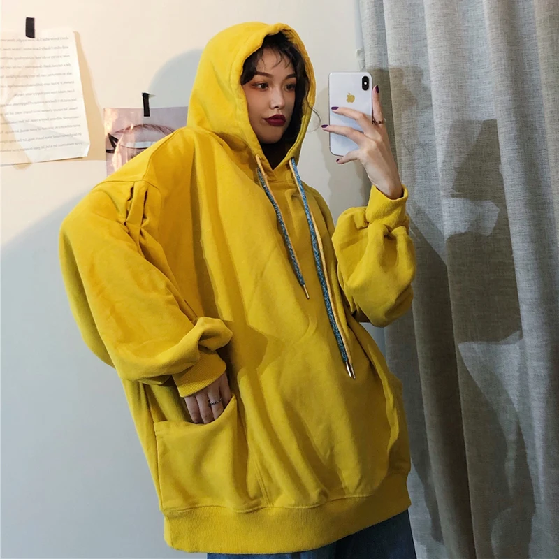 

JMPRS Women Hoodies Fashion Harajuku Streetwear Loose Oversize Sweatshirts Spring Hooded Long Sleeve Female Solid Tops