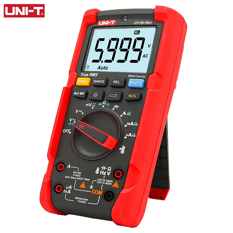 

UNI-T UT17B Pro 1000V Handheld Anti-burn Digital True RMS Multimeter Frequency Capacitance AC DC Voltage Tester Meter