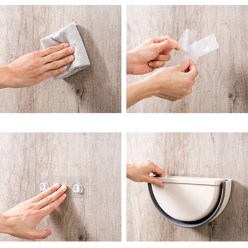 

Folding Kitchen Garbage Waste Bin Trash Can Box Cabinet Door Wall Mounted Trash Rack For Bathroom Household Toilet Wastebasket