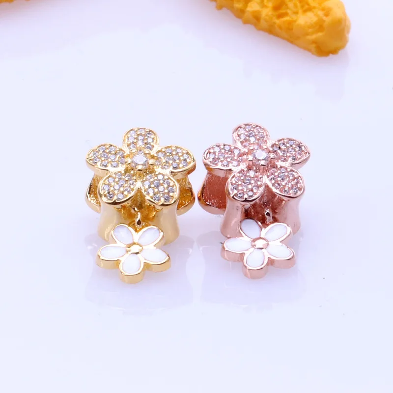 

Hot Sale Genuine 100% 925 Sterling Silver Diamond Spring Flower Beads Fit Original Bracelet