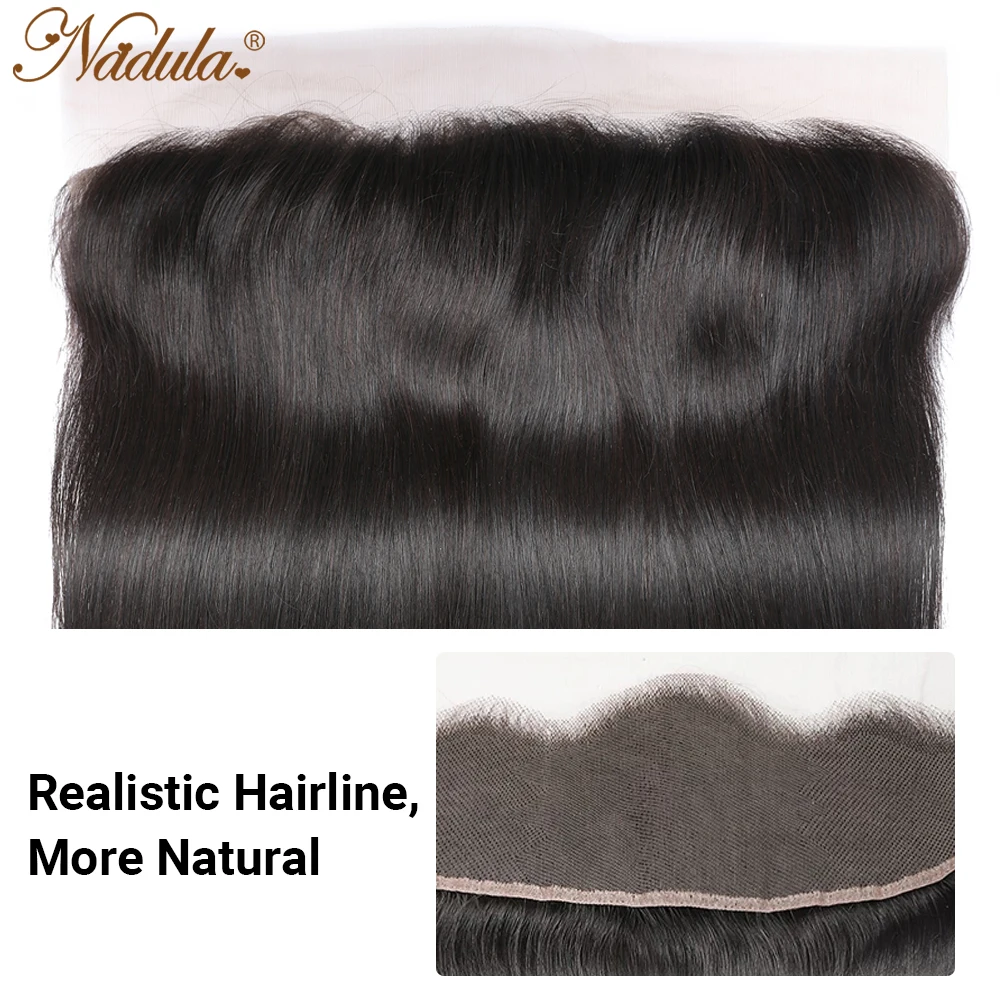 Nadula Straight Human Hair 13x4 Lace Frontal Closure Brazilian Swiss | Шиньоны и парики