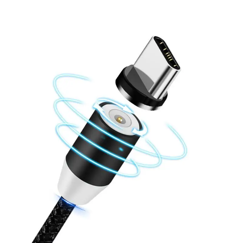 Круглый Магнитный кабель Тип C Micro USB 8 pin вилки Быстрая Зарядка адаптер телефон