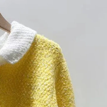 

2021 Autumn New Hit Color Doll Collar Single Row Pearl Buckle Knitted Cardigan Women Jacket