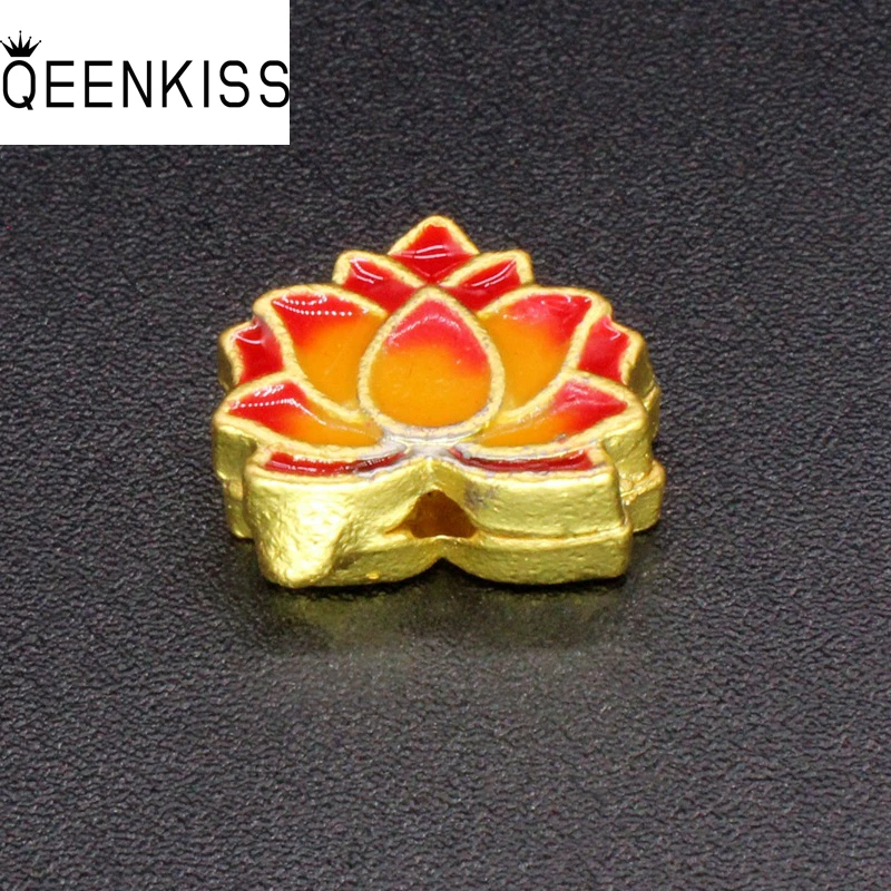 QEENKISS AC954 Cloisonne Fine DIY Jewelry Making Accessories Findings Fittings Bracelet Necklace Looses Flower Lotus Spacer Bead