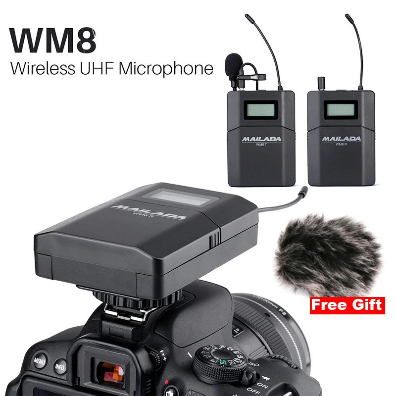 Mailada WM8 студия UHF микрофон Vlogging видео воротник приемник передатчик камера микрофон для iPhone телефон Canon DSLR sony PK Rode