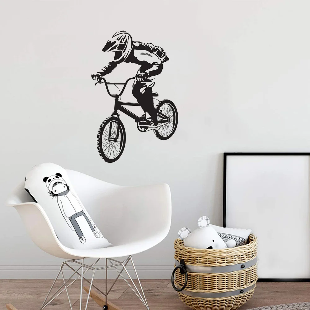 Велосипед BMX для мальчиков виниловая наклейка на стену переводная картинка