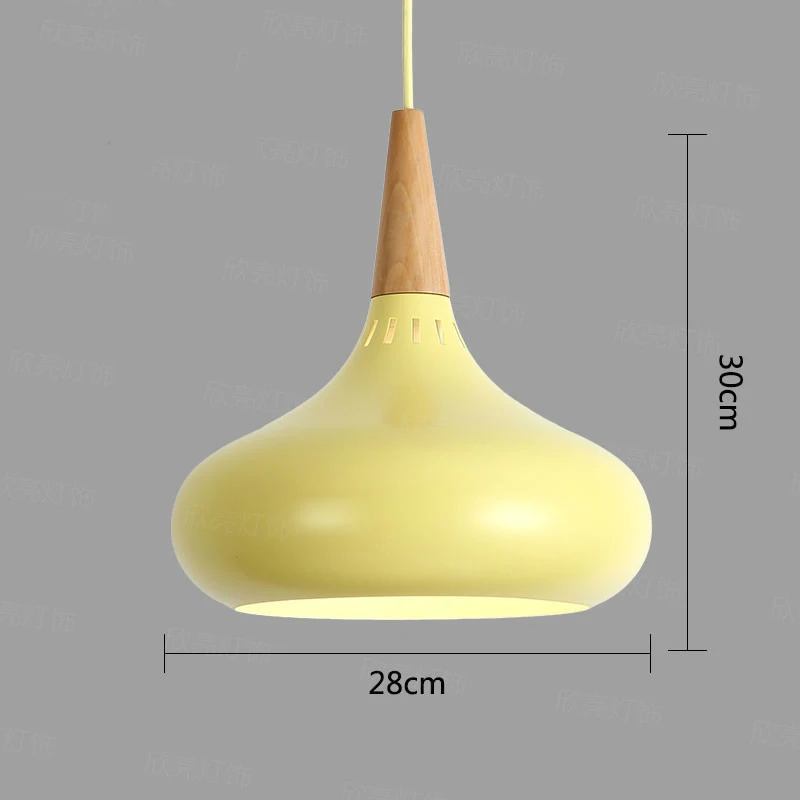 Diameter 28cm Светодиодный подвесной светильник, винтажный Лофт, подвесные светильники/подвесные лампы, алюминиевый подвесной светильник, деревянные подвесные светильники, кухонная лампа - Цвет корпуса: Diameter 28cm