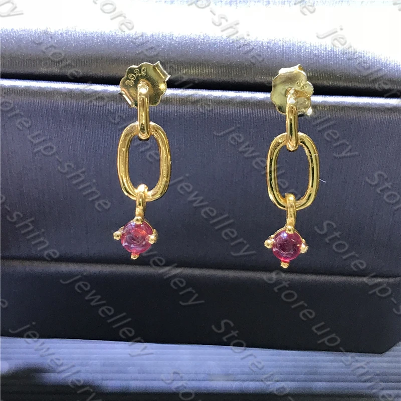 Новый с натуральным Рубином серьги 925 Серебряные женские отличаются