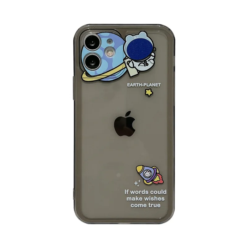 

Transparent lens astronaut silicone phone case for iPhone11 12Pro Max mini X XR XS XSMax 8 7PluS anti-drop protective back cover