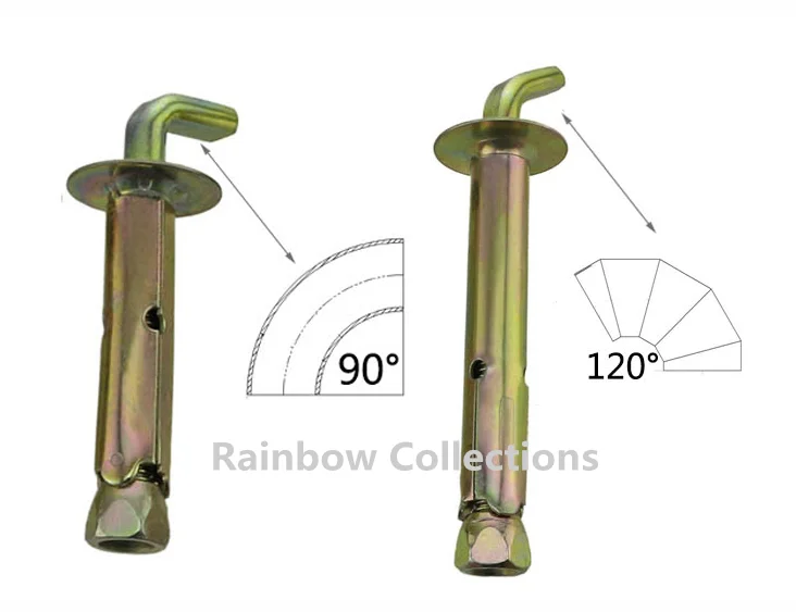 10 шт. M10x100/M10x120 90/120 градусов уплотненный настенный крюк крепежный болт
