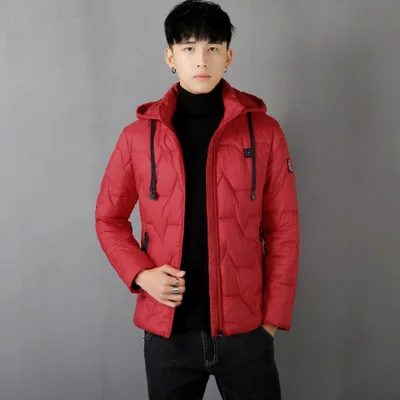 Men USB Electric Heated Coat Jacket 8 Hours Heating Hooded Jacket Long Sleeves Winter Warm Clothing Thermostat Hooded Waterproof - Цвет: Красный