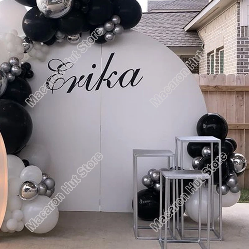

123pcs Black Wedding Birthday Party Backdrop Baby Shower DIY Silver Welcome Home White Decoration Event Balloon Garland Arch Kit