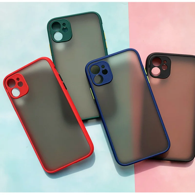 

For iPhone 12 11 Pro Xs Max XR X 7 8 Plus SE Mini Luxury Silicone Bumper Clear Hard PC Cover Funda Shockproof Armor Matte Case