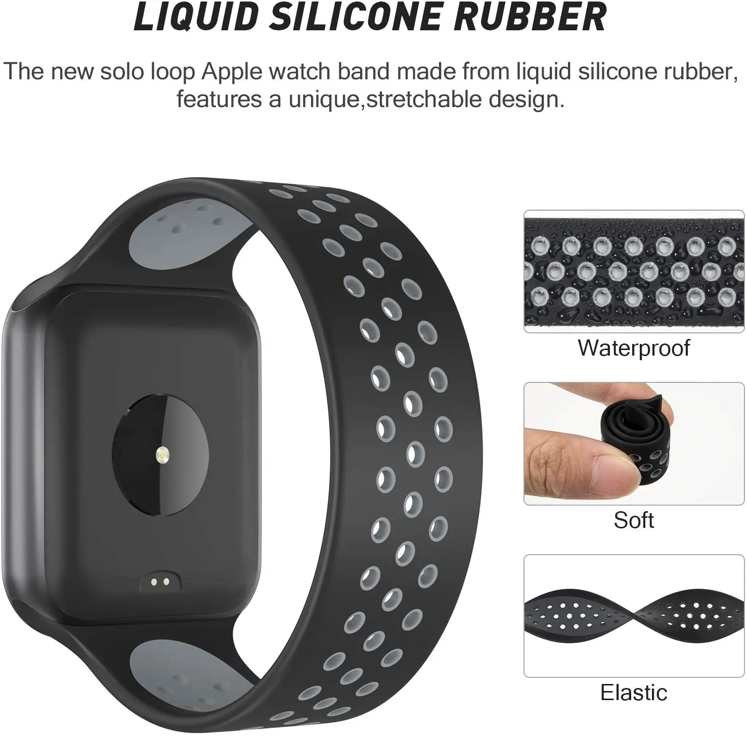 Ремешок силиконовый Solo Loop для Apple Watch Band 44 мм 40 38 42 Воздухопроницаемый Эластичный