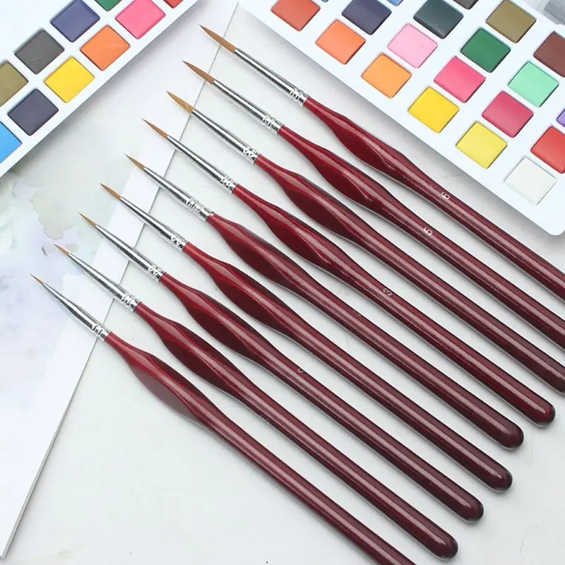 

9 Pieces Fine Detail Paint Brush Miniature Painting Brushes Kit Mini Paints 203B