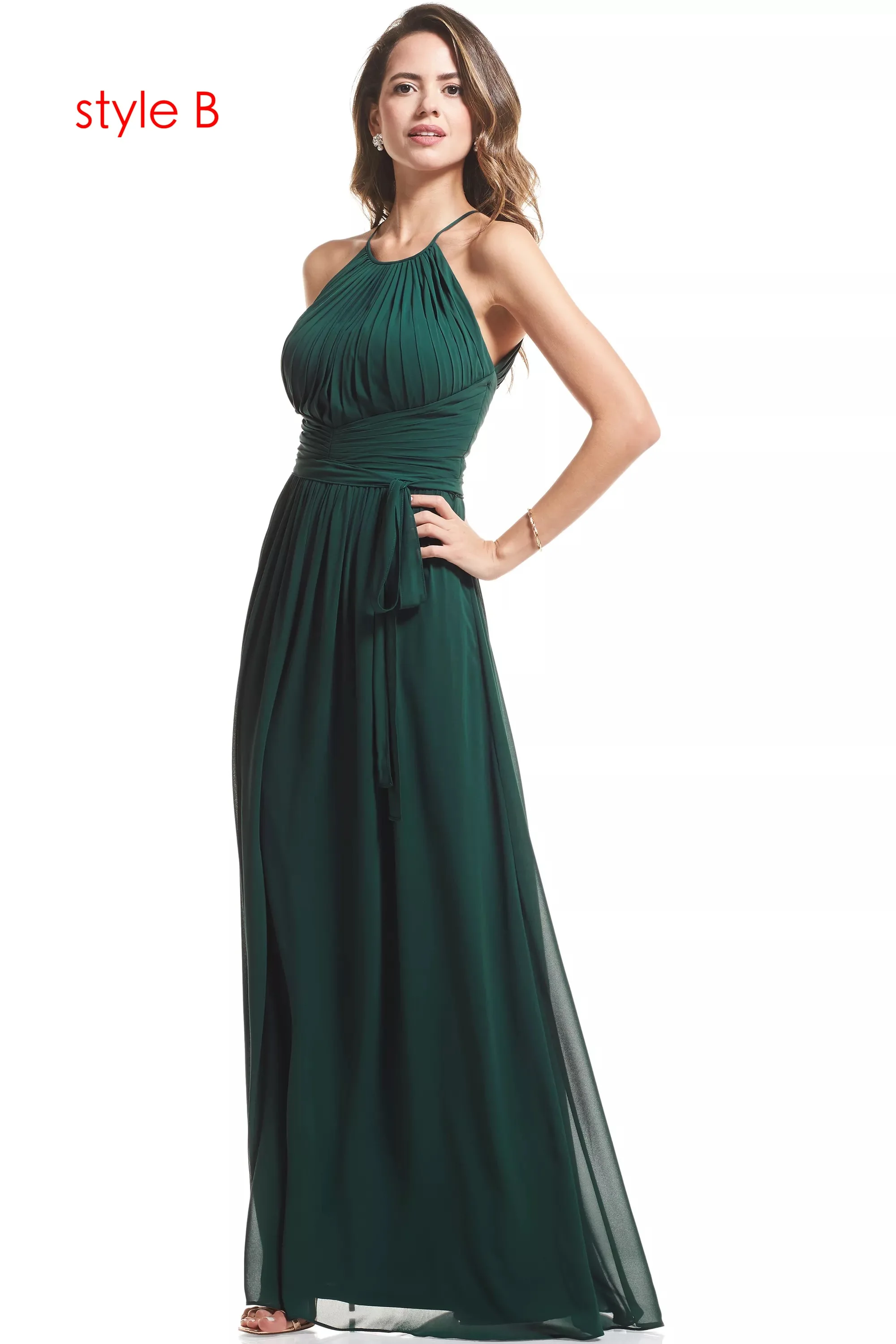 

Customized Evening Dress Bridesmaids Dresses A line Pleat Wedding Party Dresses Chiffon Prom Gown