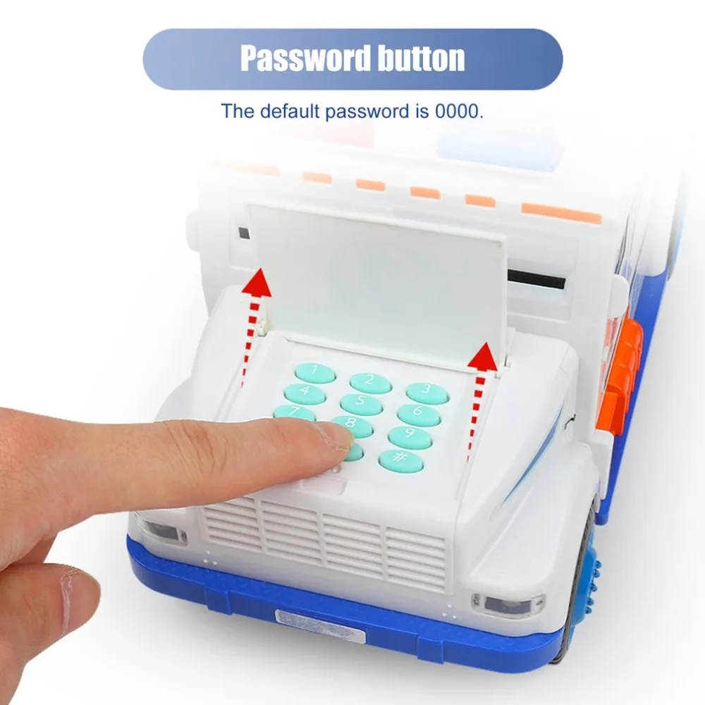 

Safe Saving Coin Box Toy Cash Truck Piggy Bank Cash Truck Money Box With Password Music Light Educational Toy Children Kids Gift