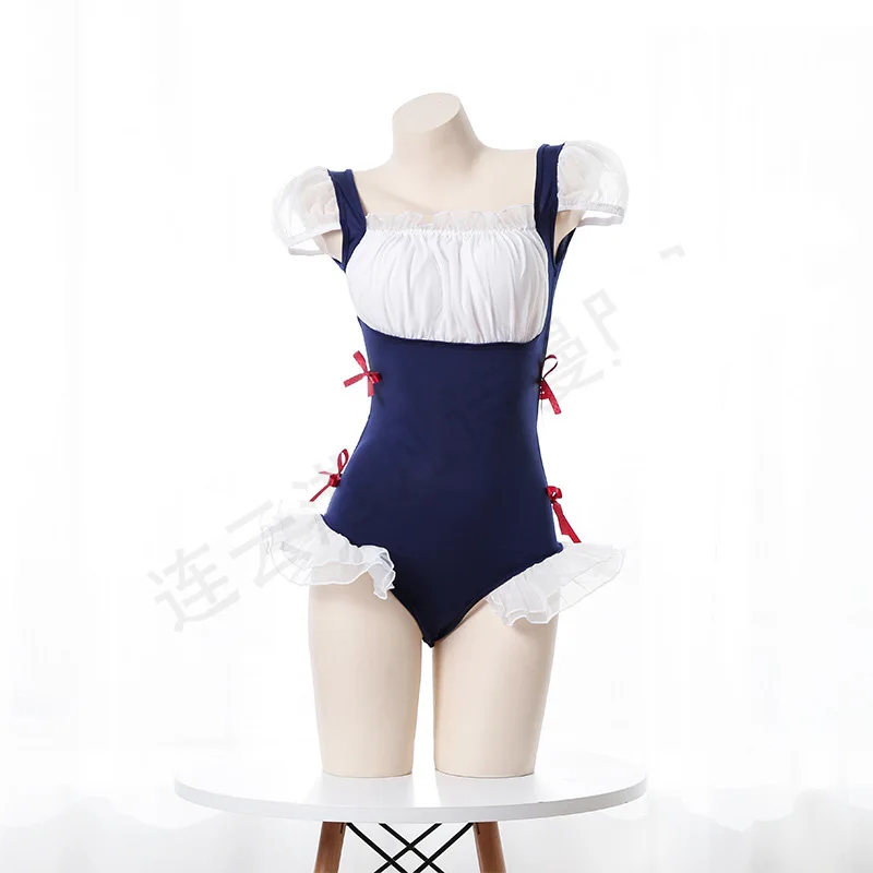 Женская сексуальная поклажа для ролевых игр, эротическое боди с оборками на спине и открытой спинкой, косплей горничной с аниме SUKUMIZU.