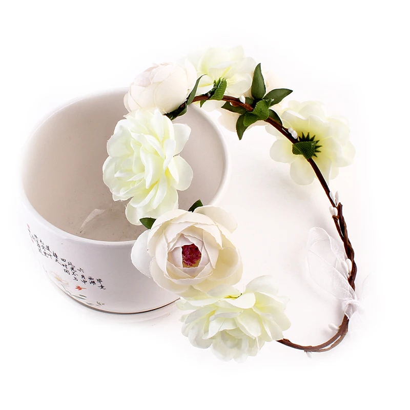 Повязка на голову с белыми розами для девочек венок цветами вечерние ринки