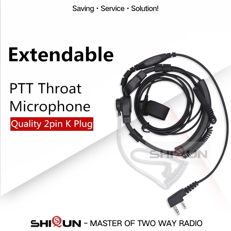 

Extendable PTT Throat Microphone Mic Earpiece Headset for Baofeng Radio UV-5R UV-82 BF-888S Quansheng TG-UV2 Throat Headphone
