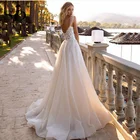 Платье Свадебное ТРАПЕЦИЕВИДНОЕ с открытыми плечами из блестящего тюля